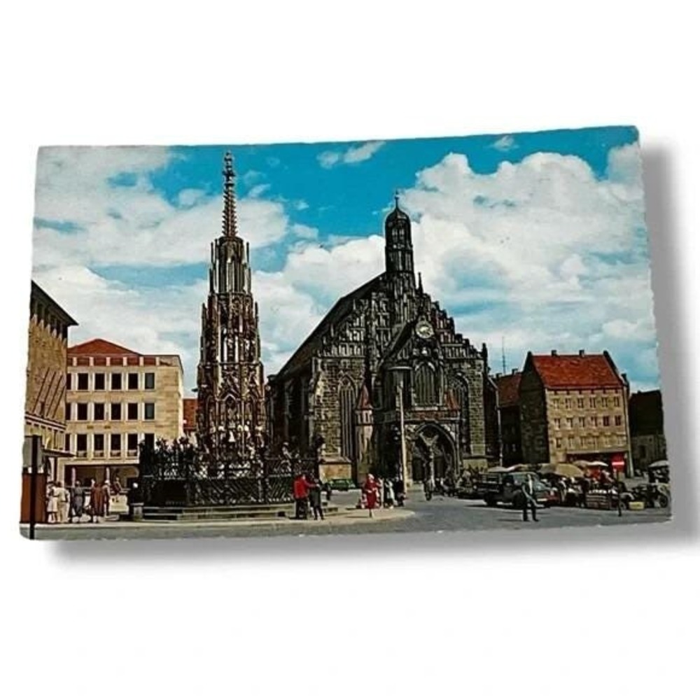 Postcard Nurnberg Hauptmarket Germany 4x6 Continental Chrome Card C256